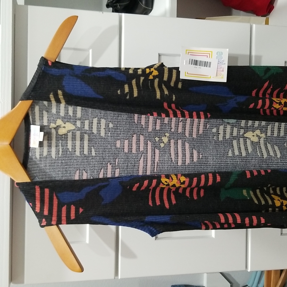 Lularoe Joy Vest Size XS multi color flower pattern